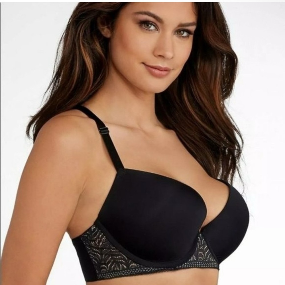 Paramour 34DDD Carolina Racerback Demi Contour T-Shirt Bra Black Lace Underwire